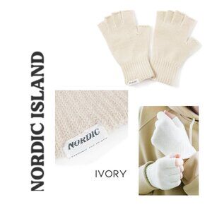Nordic Island Fingerless Pop Wool Gloves - South Korea